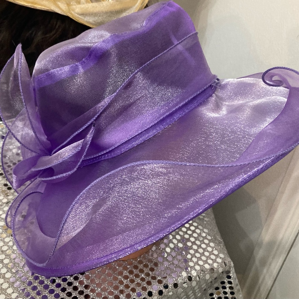 Elegant Purple Women's Hat church wedding tea party shower - Picture 2 of 5